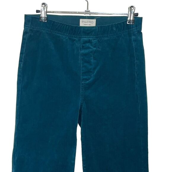 Anthropologie Pilcro Yaya Velvet Flare Pants Turquoise Women’s Size XS Pull-On - Picture 3 of 14